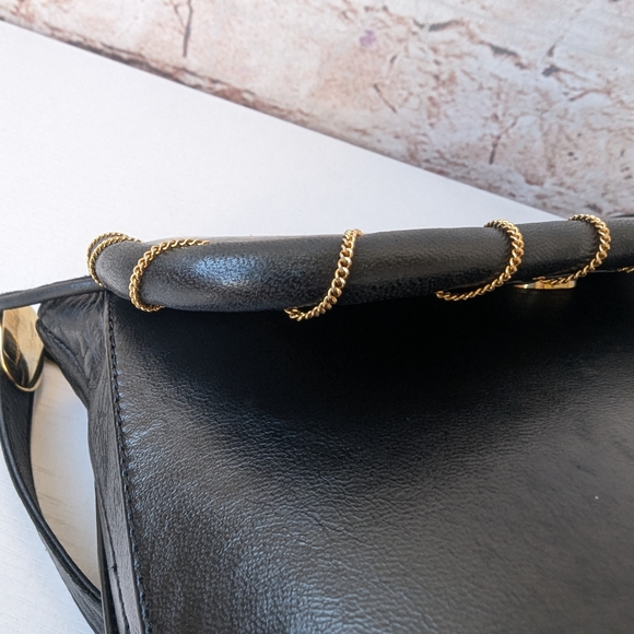Stuart Weitzman Black Crossbody Bag with Gold Stitching - Picture 8 of 13